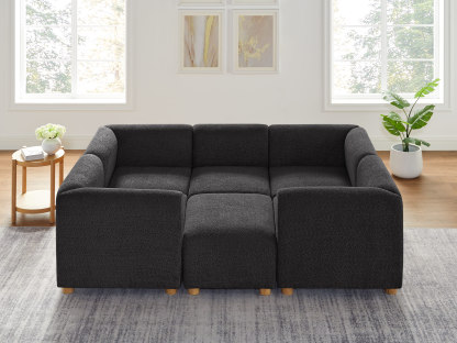 VANOMi 6-Seater Oversized Dark Grey Boucle Modular Sofa Bed with Ottoman