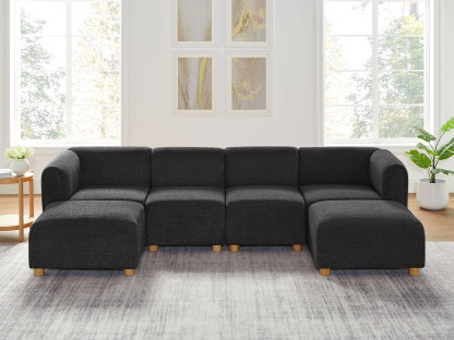 VANOMi U-shaped Oversized Dark Grey Boucle Modular Sofa with Ottoman