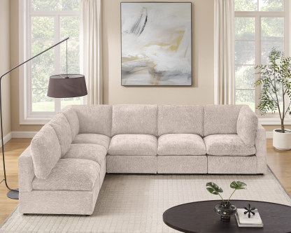 94''-121'' L/U Shaped 5/6/8 Seat Chenille Modular Sofa with Ottomans