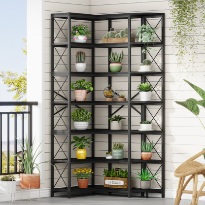 VANOMi 7-Shelf Reversible Corner Bookcase for Balcony