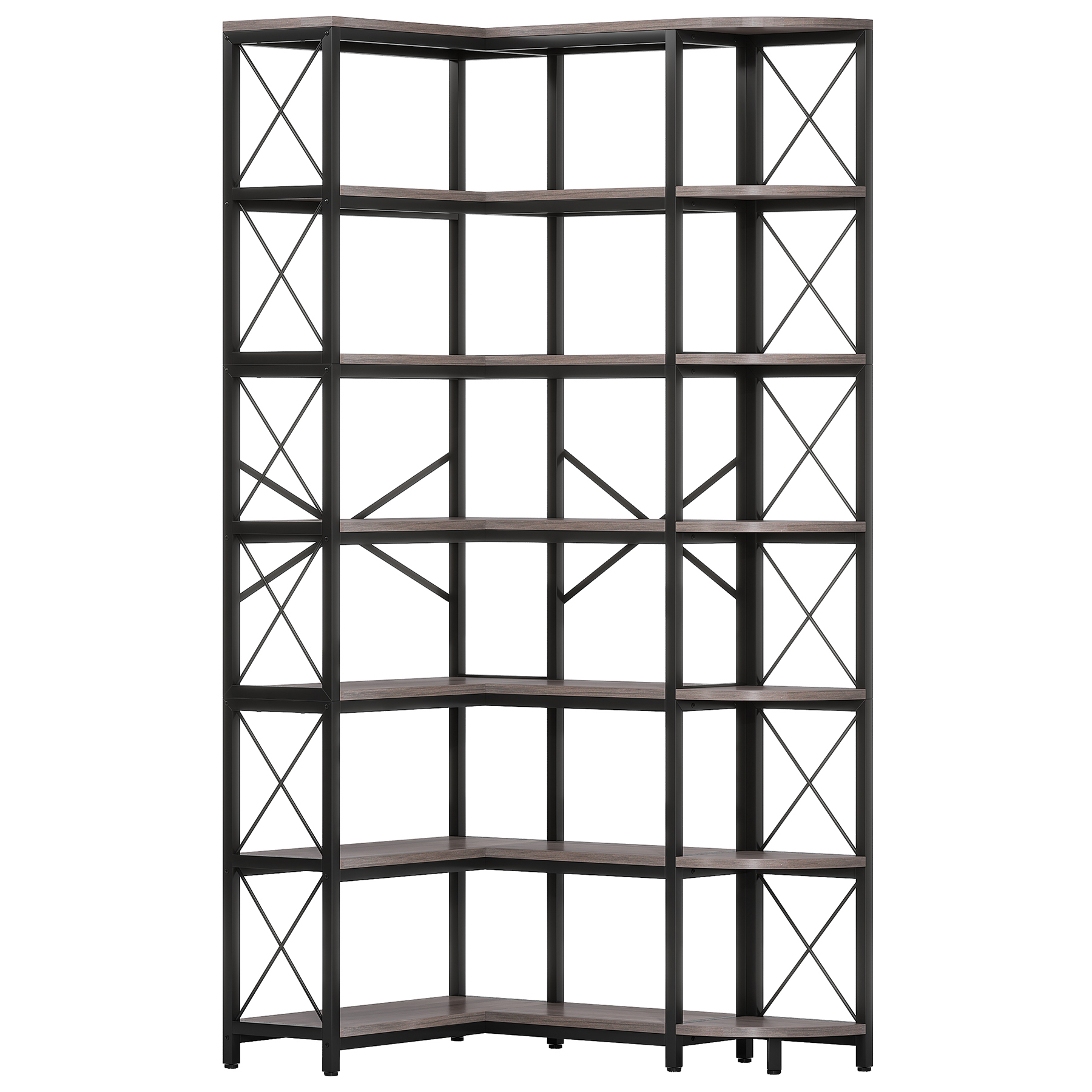 VANOMi 7-Shelf Reversible Corner Bookcase Grey Black
