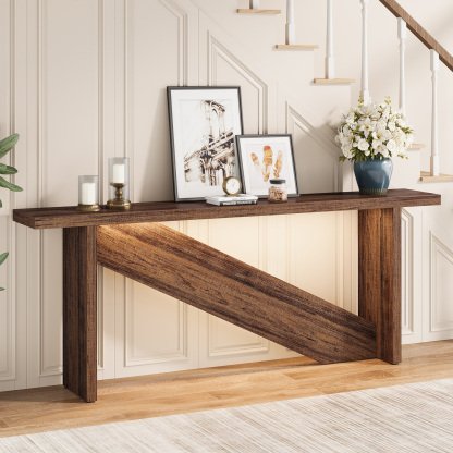 VANOMi 70.86" Rustic Industrial Console Table with Smart LED Lights for Entryway
