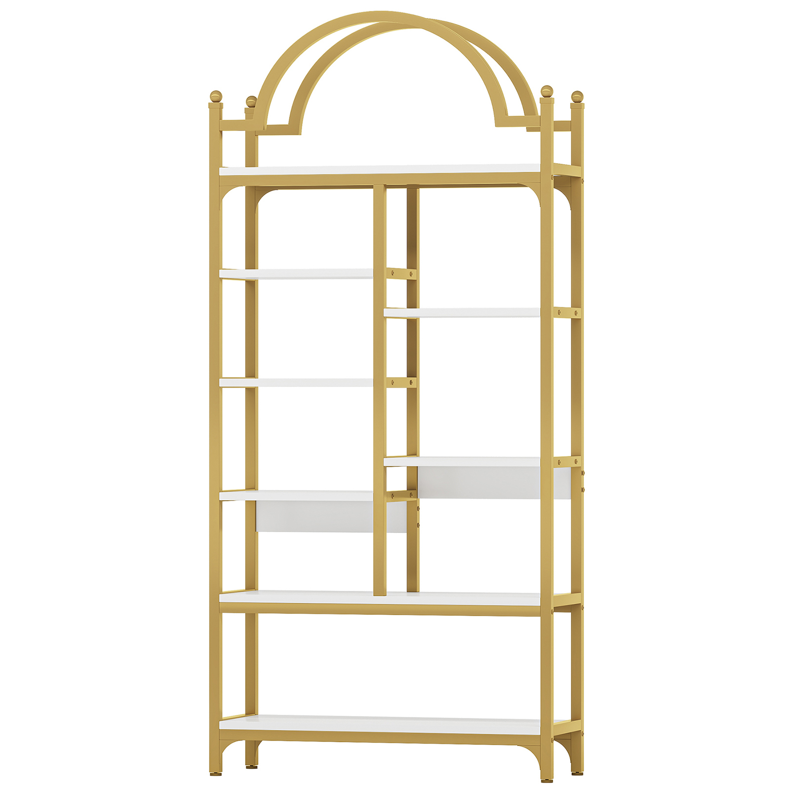 VANOMi 71" Tall Arched Industrial Bookshelf, 8-Tier Display Shelf for Living Room, Bedroom, Office, Kitchen