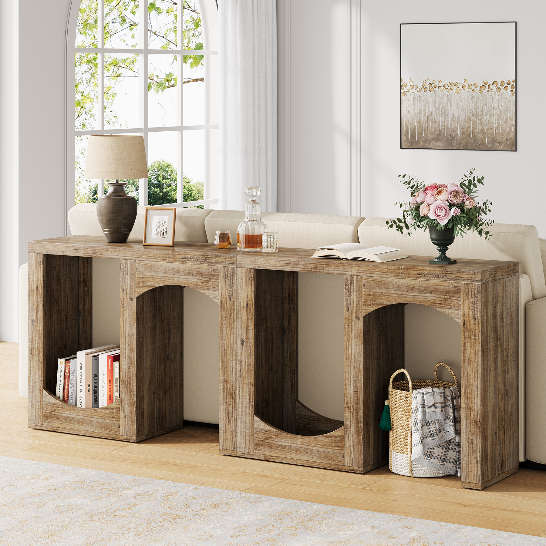 71'' Modern Farmhouse Console Table for Living Room, Entryway & Hallway VANOMi