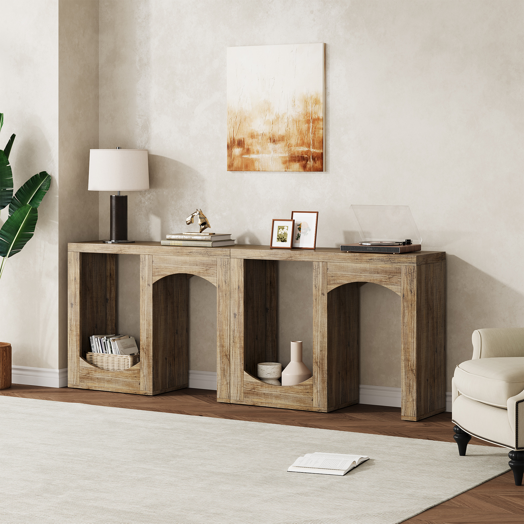 71'' Modern Farmhouse Console Table for Living Room, Entryway & Hallway VANOMi