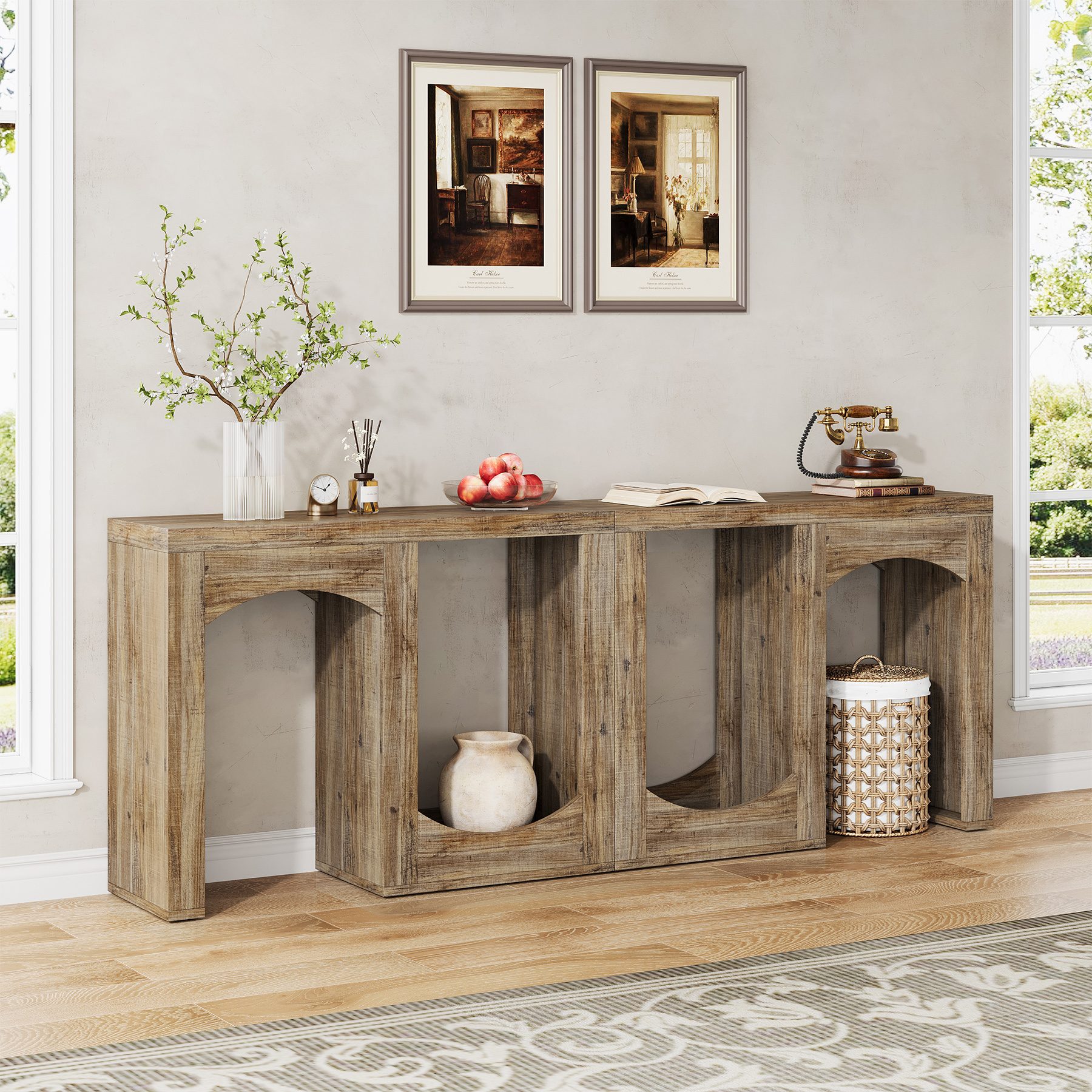 71'' Modern Farmhouse Console Table for Living Room, Entryway & Hallway VANOMi