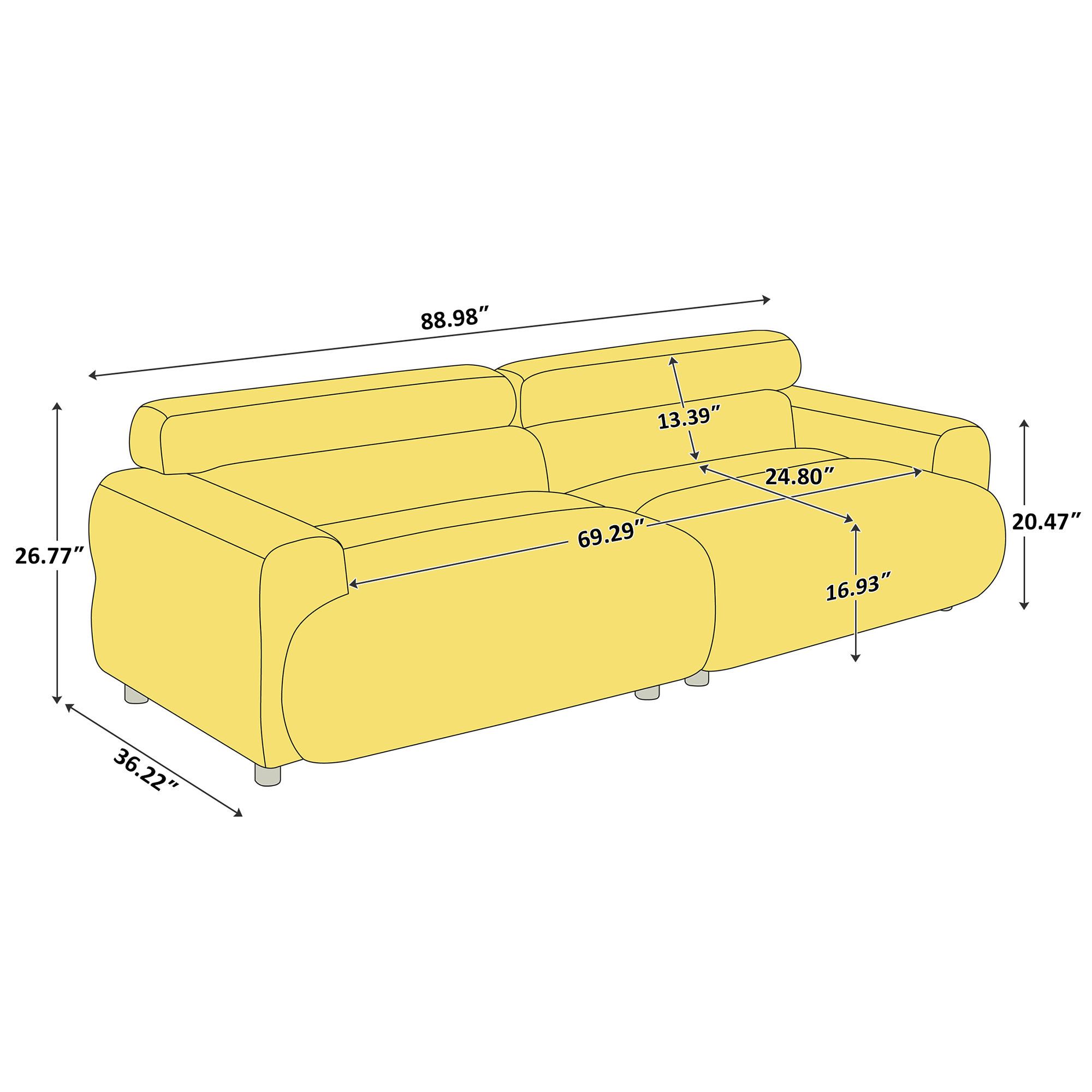 VANOMi 89'' Oversized Cloud Loveseat Sofa Deep Seating Boucle Couch for Living Room Size