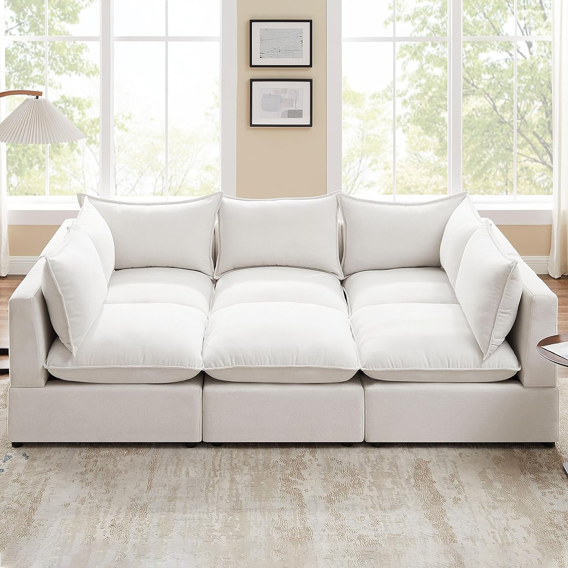 VANOMi 94.5'' Modular Sofa 6 Seat Couch Beige