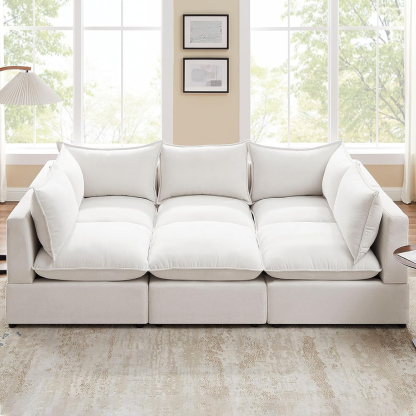 VANOMi 94.5'' Modular Sofa 6 Seat Couch Beige