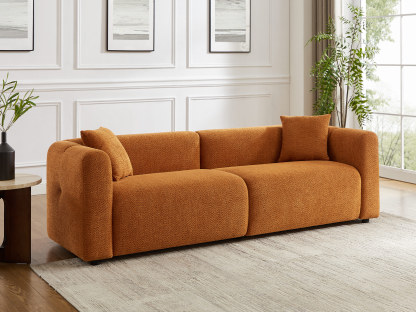 95'' 3-Seater Oversized Boucle Fabric Loveseat Sofa for Living Room Curry