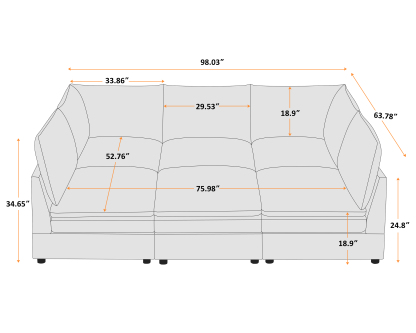 VANOMi 98'' 6 Seat Knit Modular Sofa Bed with Ottomans Size