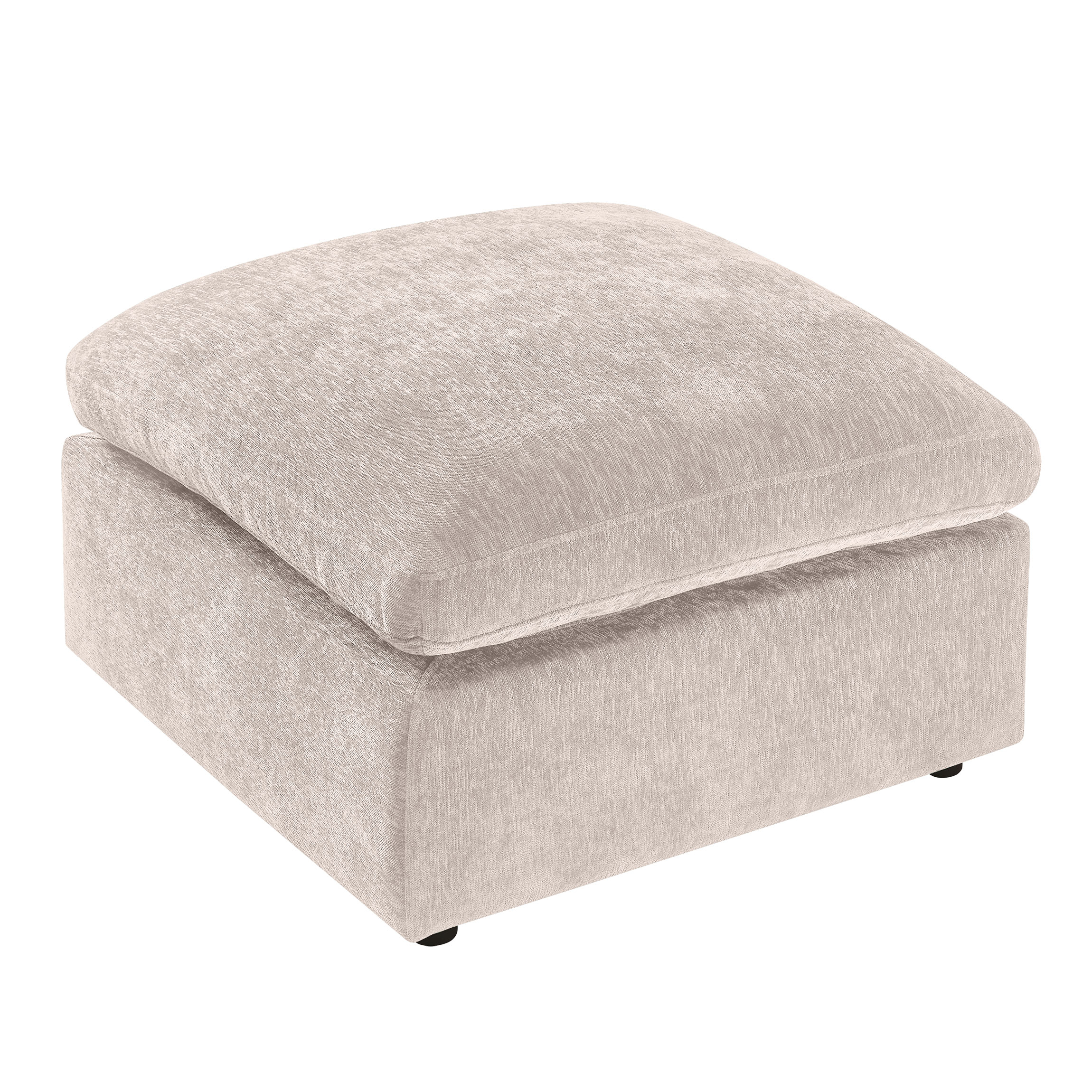 28'' Square Upholstered Ottoman for L/U Shaped Chenille Modular Sofa Natural