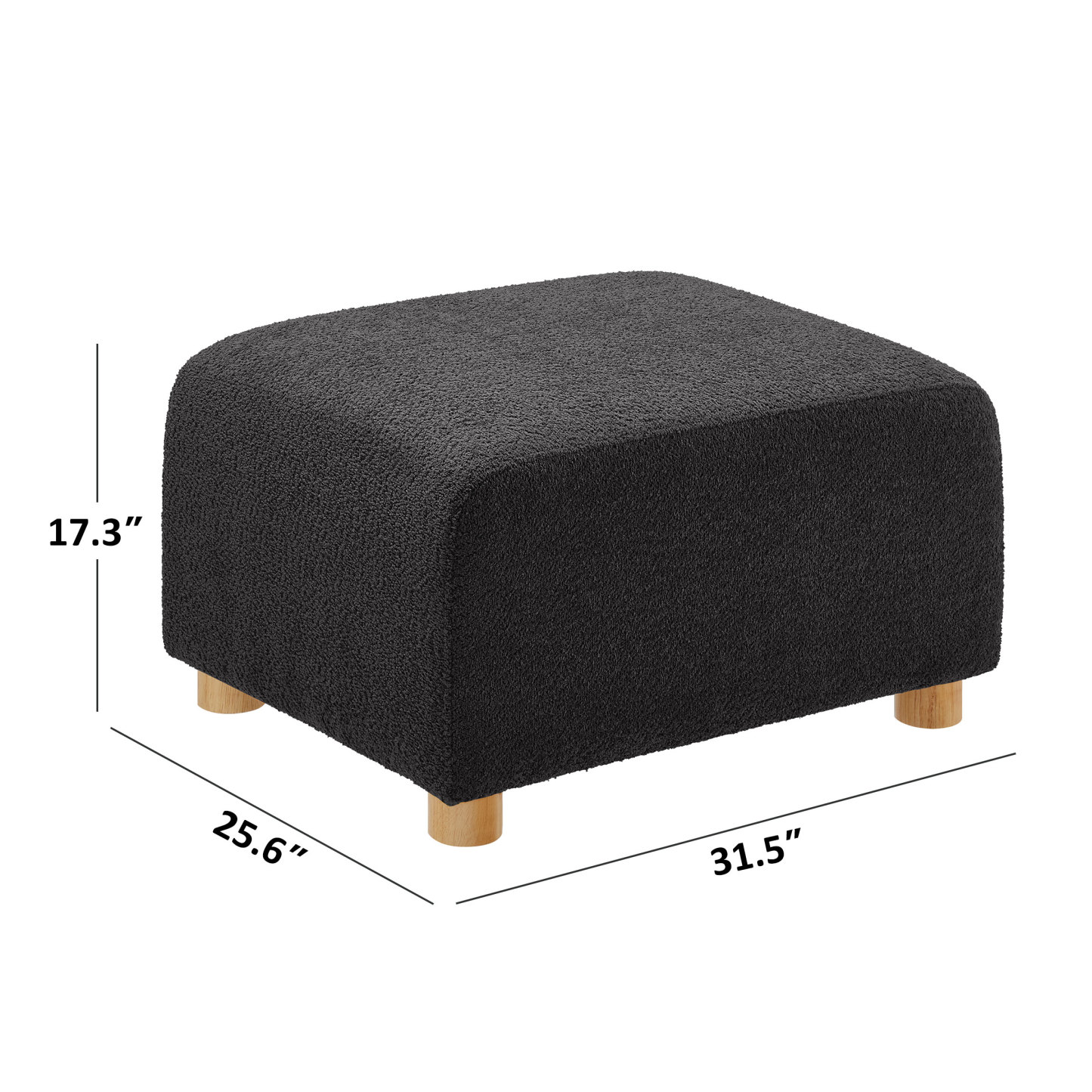 32''W Upholstered Ottoman for L/U/V Shaped Boucle Modular Sofa Dark Grey Size