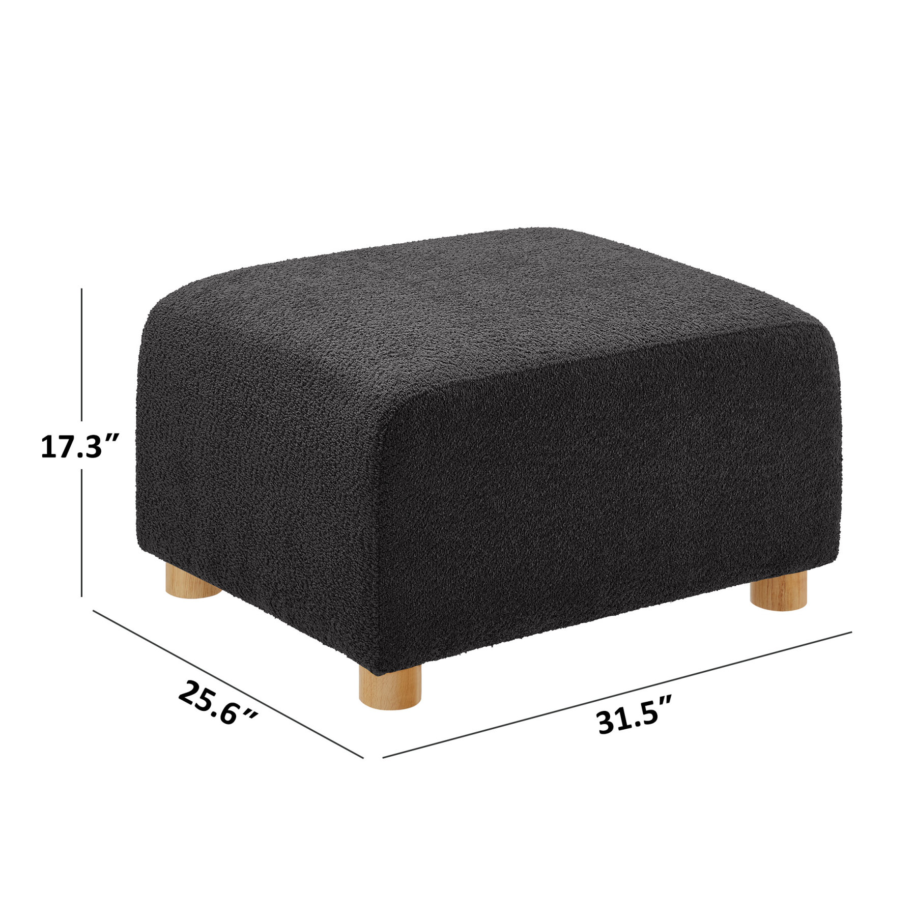32''W Upholstered Ottoman for L/U/V Shaped Boucle Modular Sofa Dark Grey Size