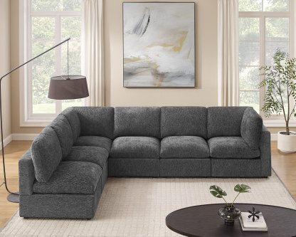 94''-121'' L/U Shaped 5/6/8 Seat Chenille Modular Sofa with Ottomans