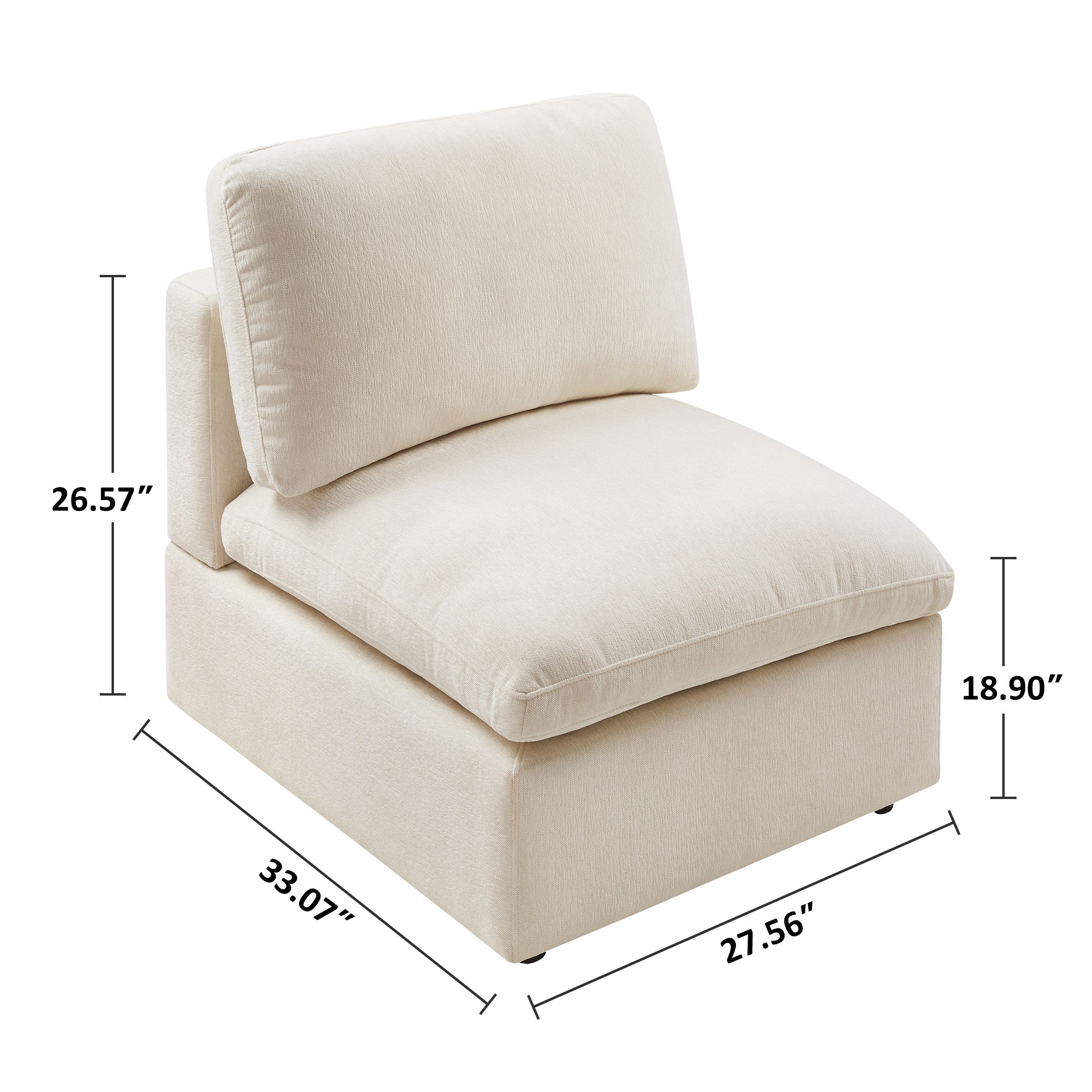 VANOMi Modern Chenille Middle Module for L/U Shaped Modular Sectional Sofa Size