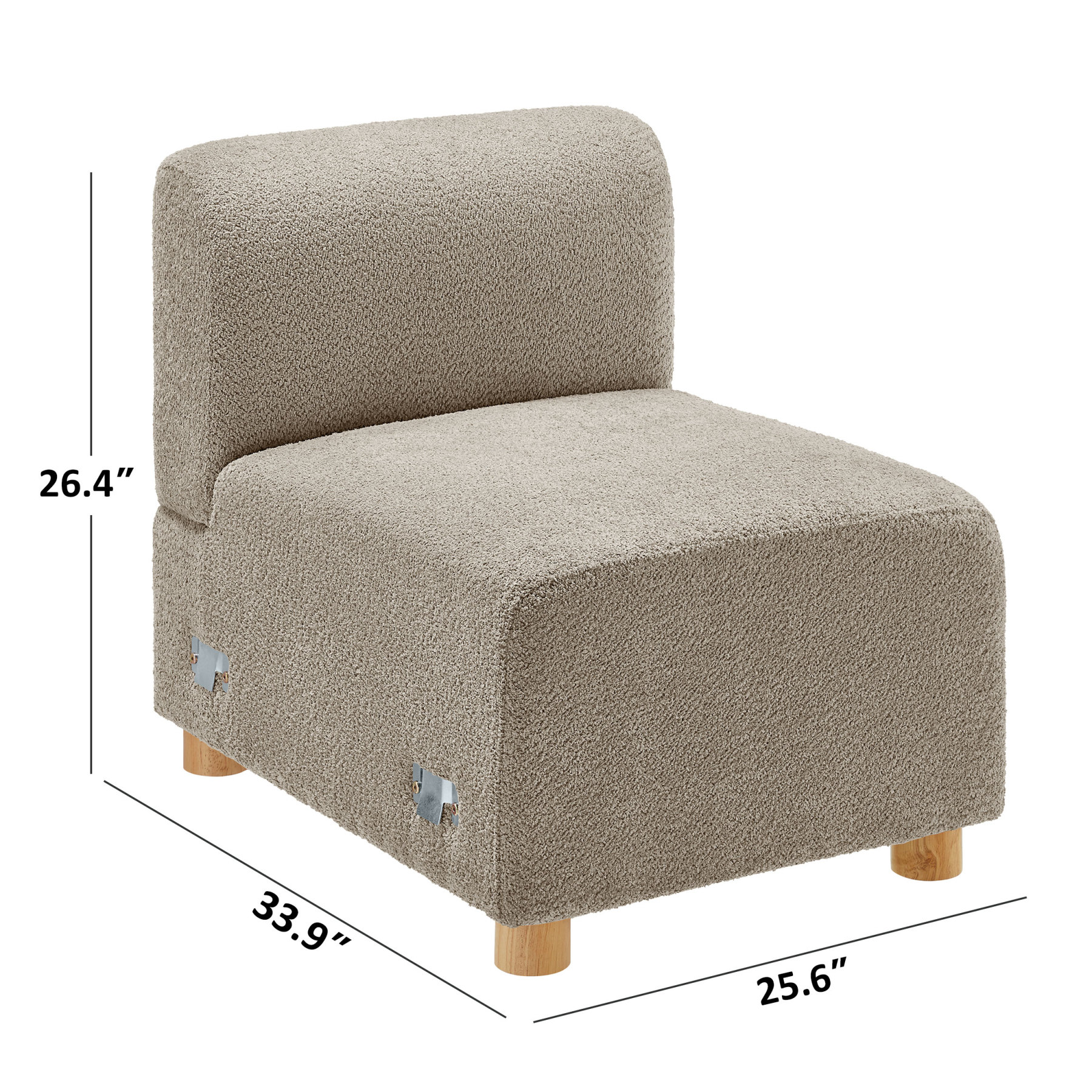 26''W Middle Module Seat for L/U/V Shaped Boucle Modular Sofa Camel Size