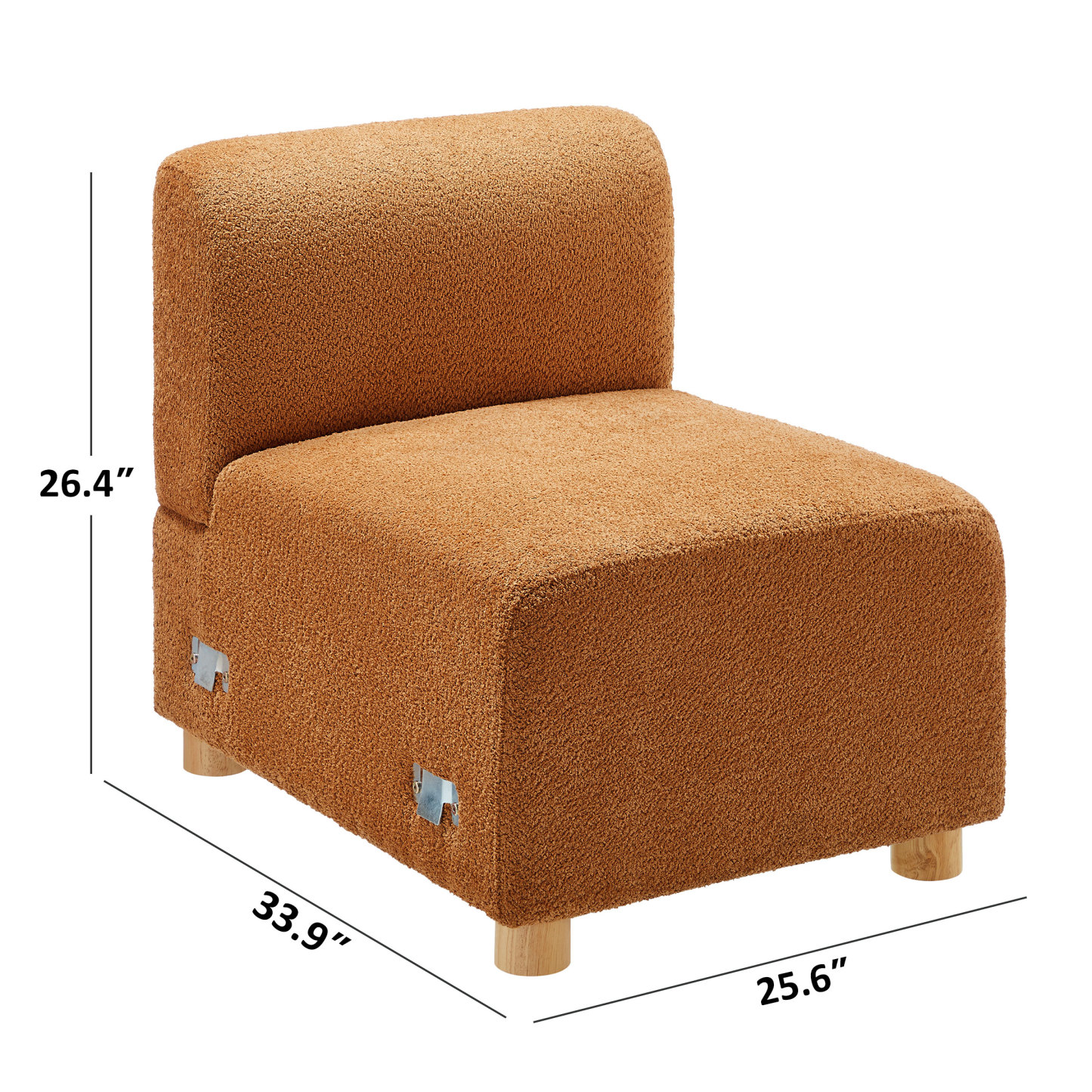 26''W Middle Module Seat for L/U/V Shaped Boucle Modular Sofa Curry Size