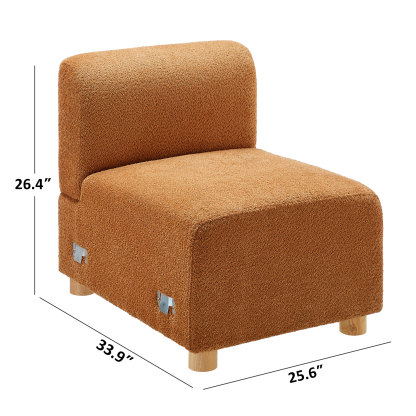 26''W Middle Module Seat for L/U/V Shaped Boucle Modular Sofa Curry Size