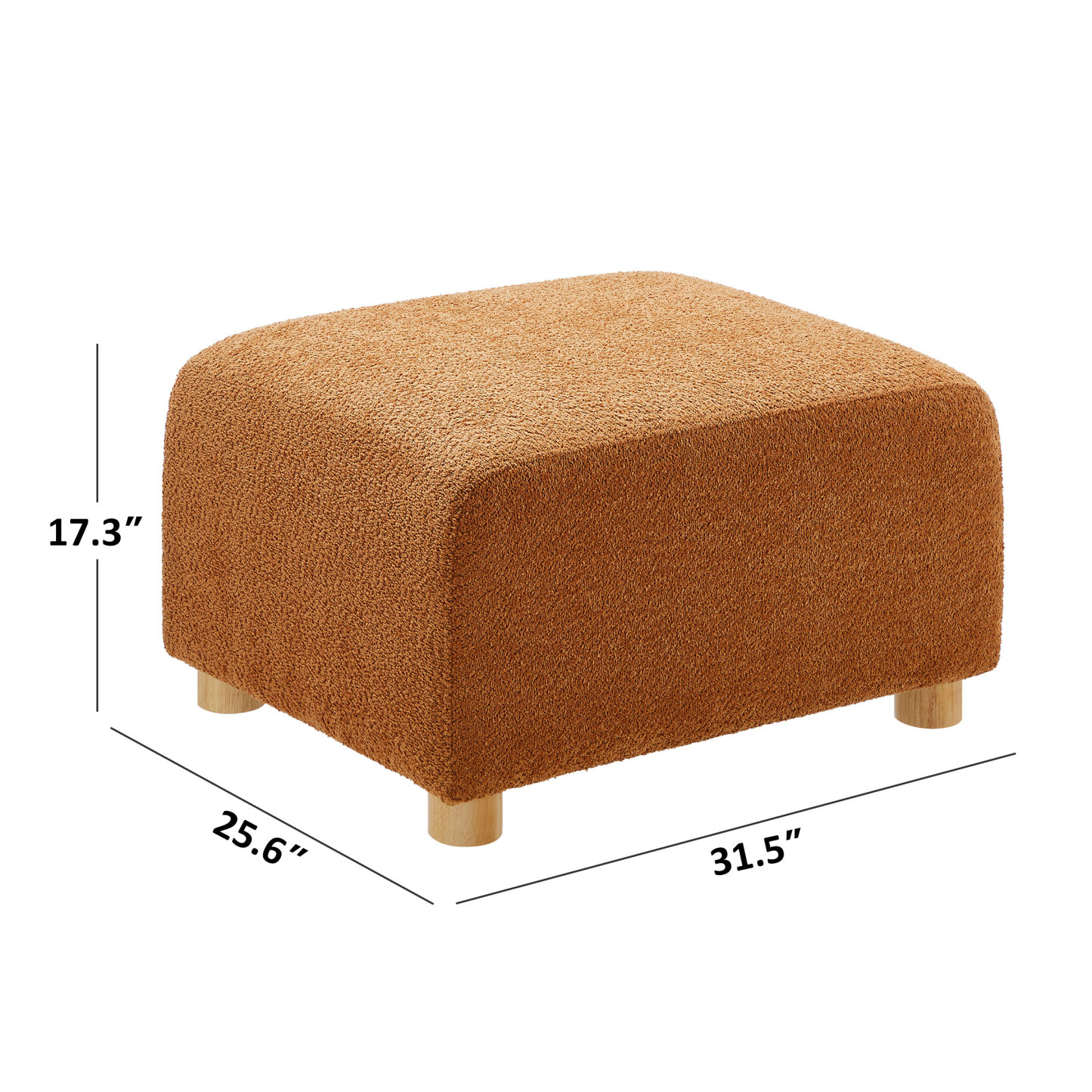 32''W Upholstered Ottoman for L/U/V Shaped Boucle Modular Sofa Curry Size