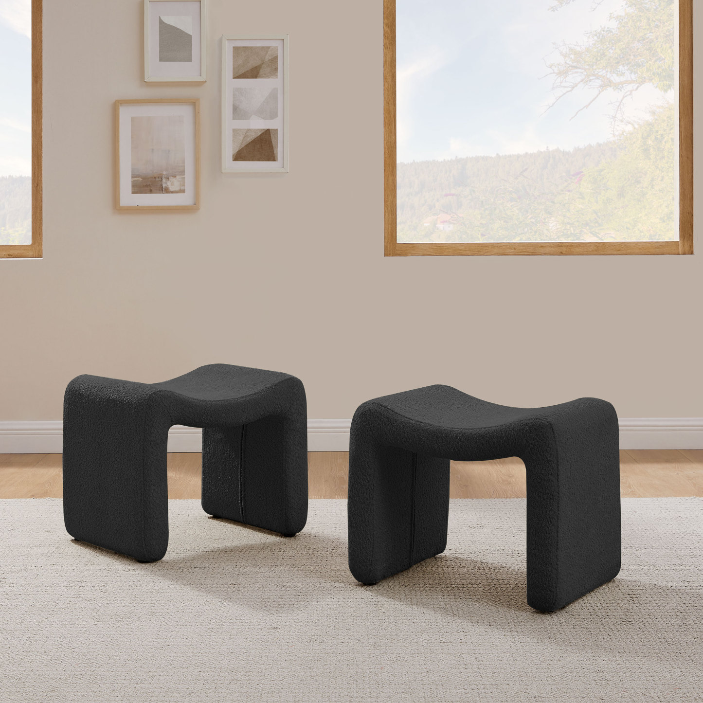 VANOMi Small Dark Grey Ottoman Foot Stool for Hallway, Living Room, Bedroom