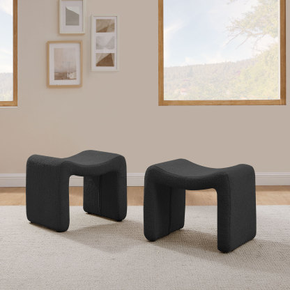 VANOMi Small Dark Grey Ottoman Foot Stool for Hallway, Living Room, Bedroom