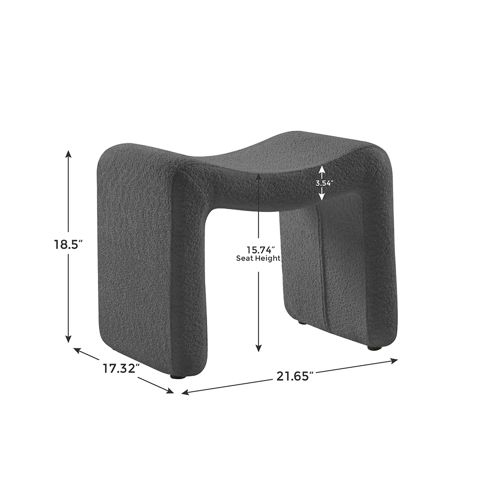 VANOMi 21-inch Small Ottoman Foot Stool for Hallway, Living Room, Bedroom Dark Grey Size Details