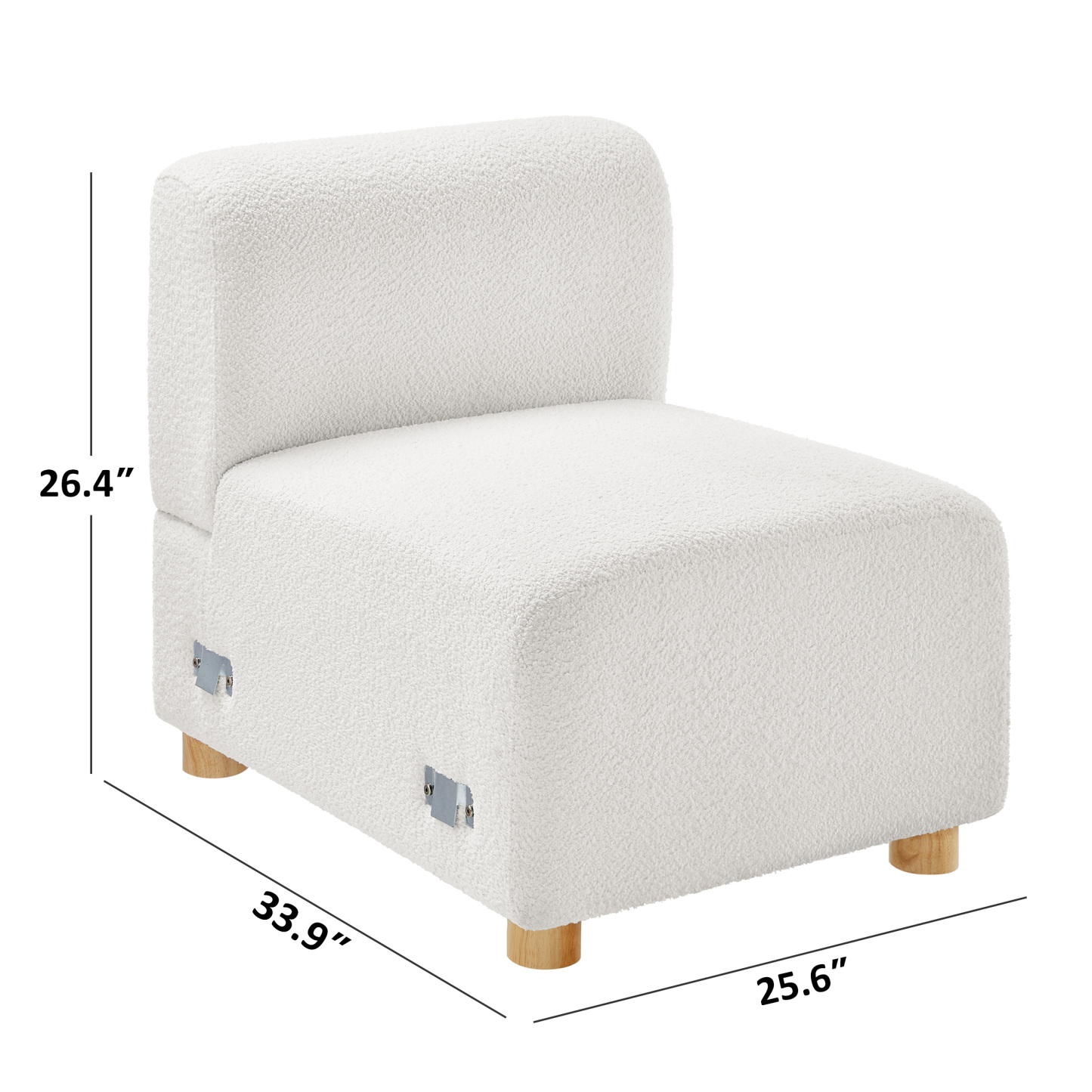 26''W Middle Module Seat for L/U/V Shaped Boucle Modular Sofa White Size