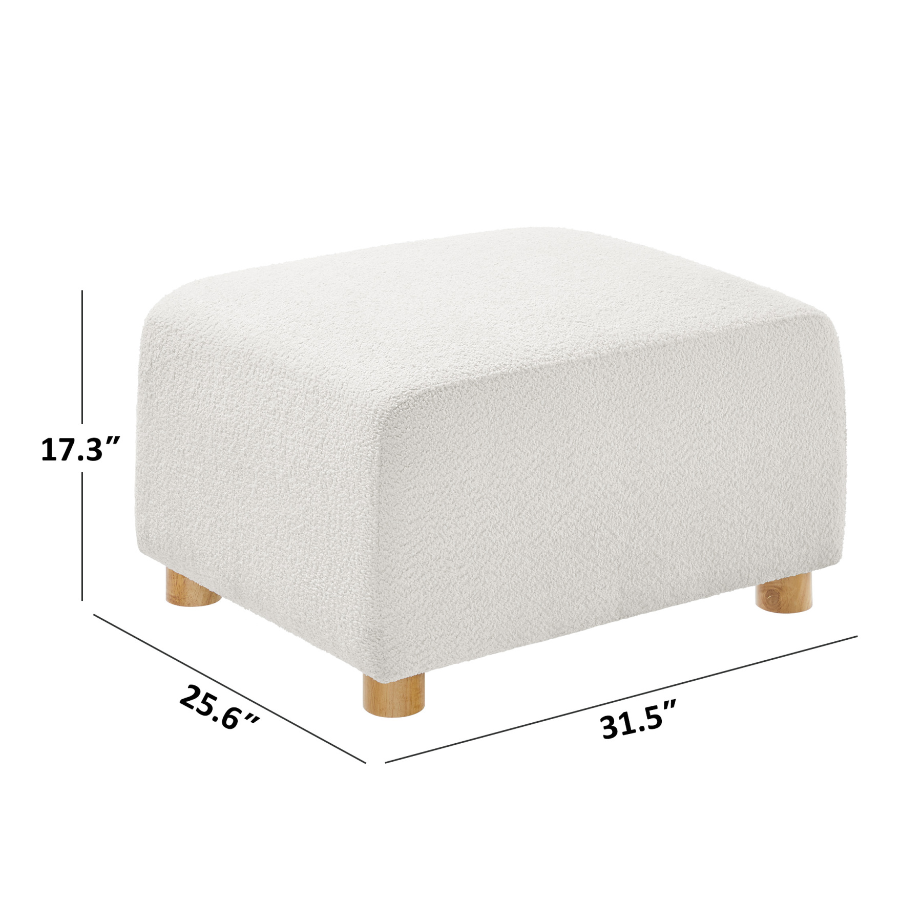 32''W Upholstered Ottoman for L/U/V Shaped Boucle Modular Sofa White Size