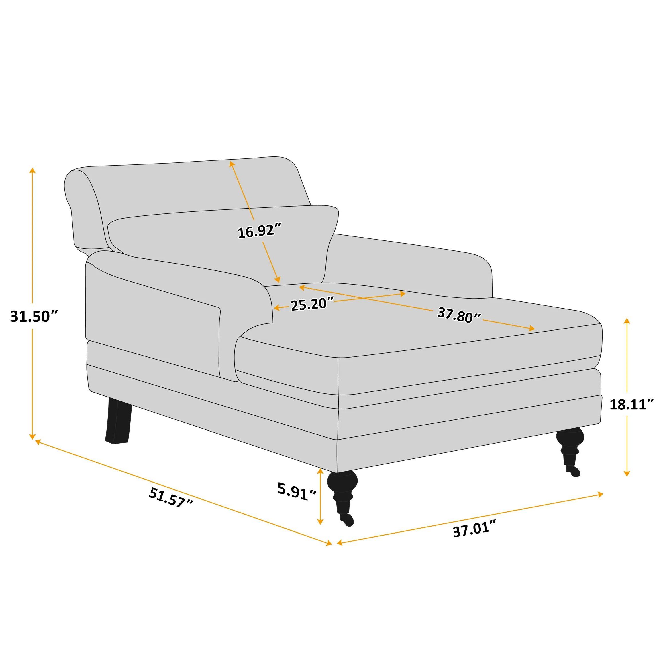 Oversized Adjustable Chaise Lounge Chair, Modern Accent Chair for Living Room, Bedroom