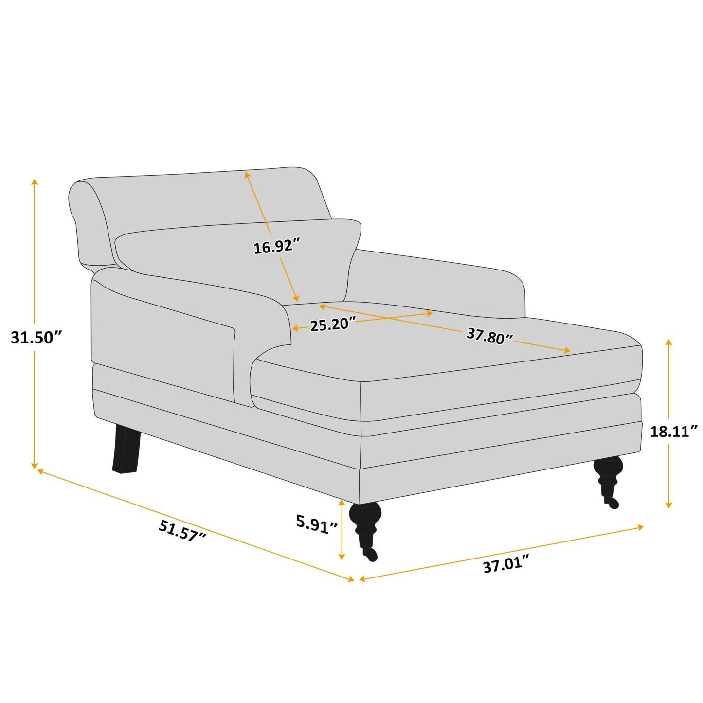 Oversized Adjustable Chaise Lounge Chair, Modern Accent Chair for Living Room, Bedroom