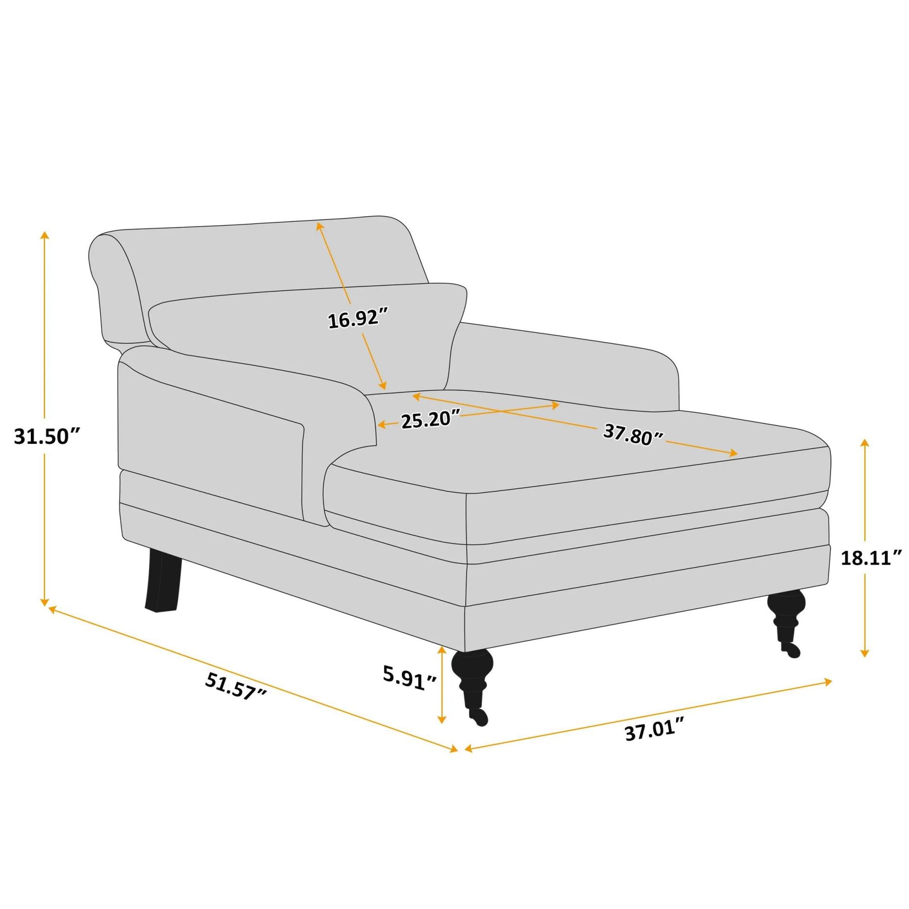 Oversized Adjustable Chaise Lounge Chair, Modern Accent Chair for Living Room, Bedroom