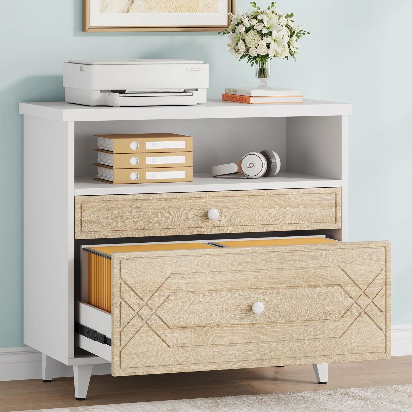 VANOMi Modern 2-Drawer Lateral File Cabinet Wood White