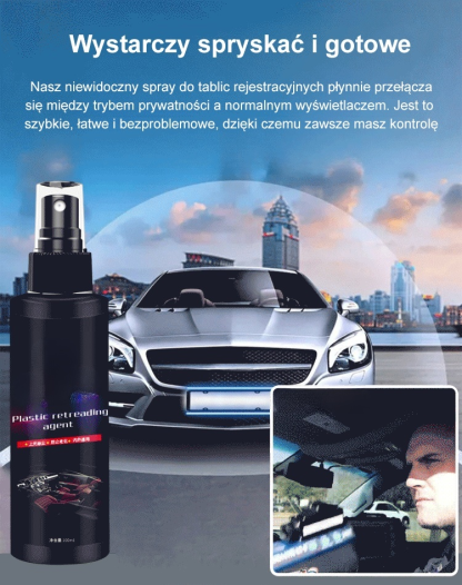 Niewidzialny spray do tablic rejestracyjnych