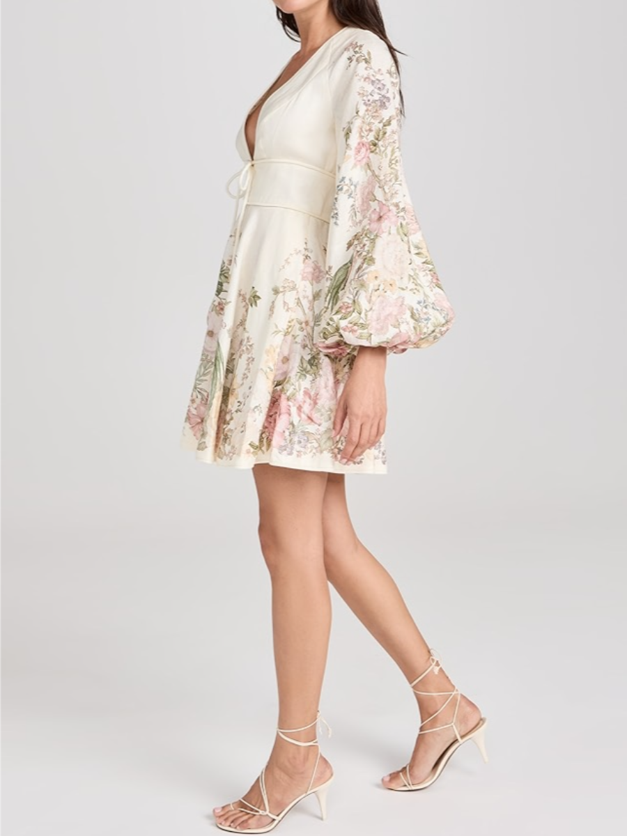 Floral Linen Mini Dress