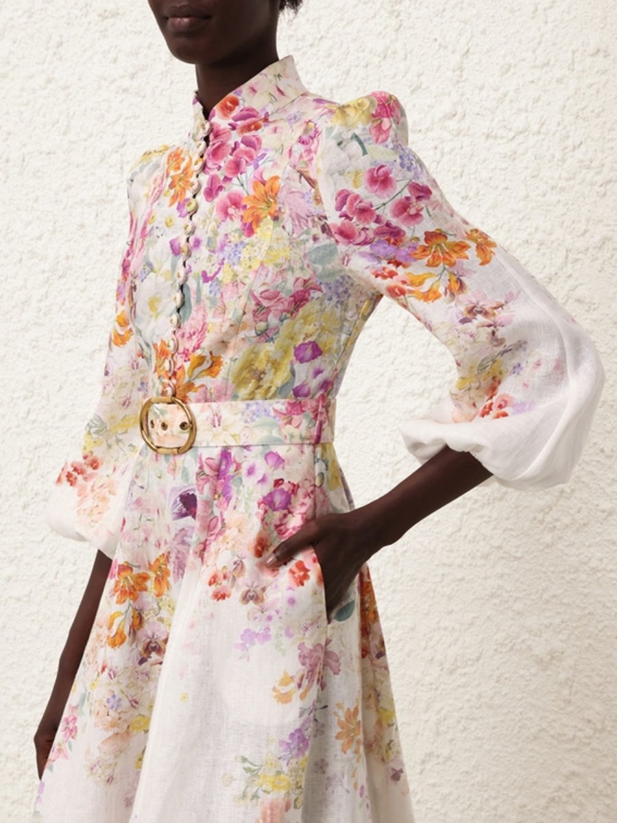 The Floral Buttoned Midi Dress