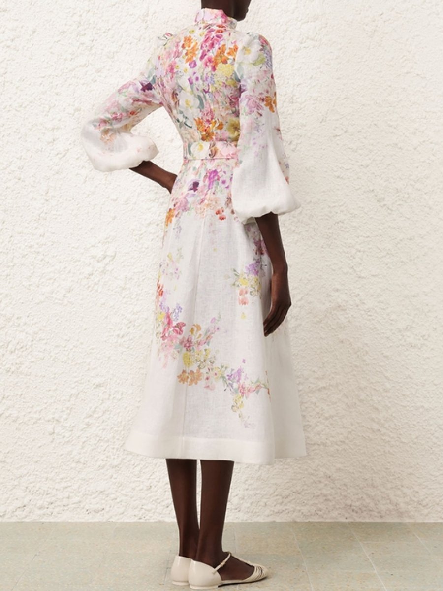 The Floral Buttoned Midi Dress