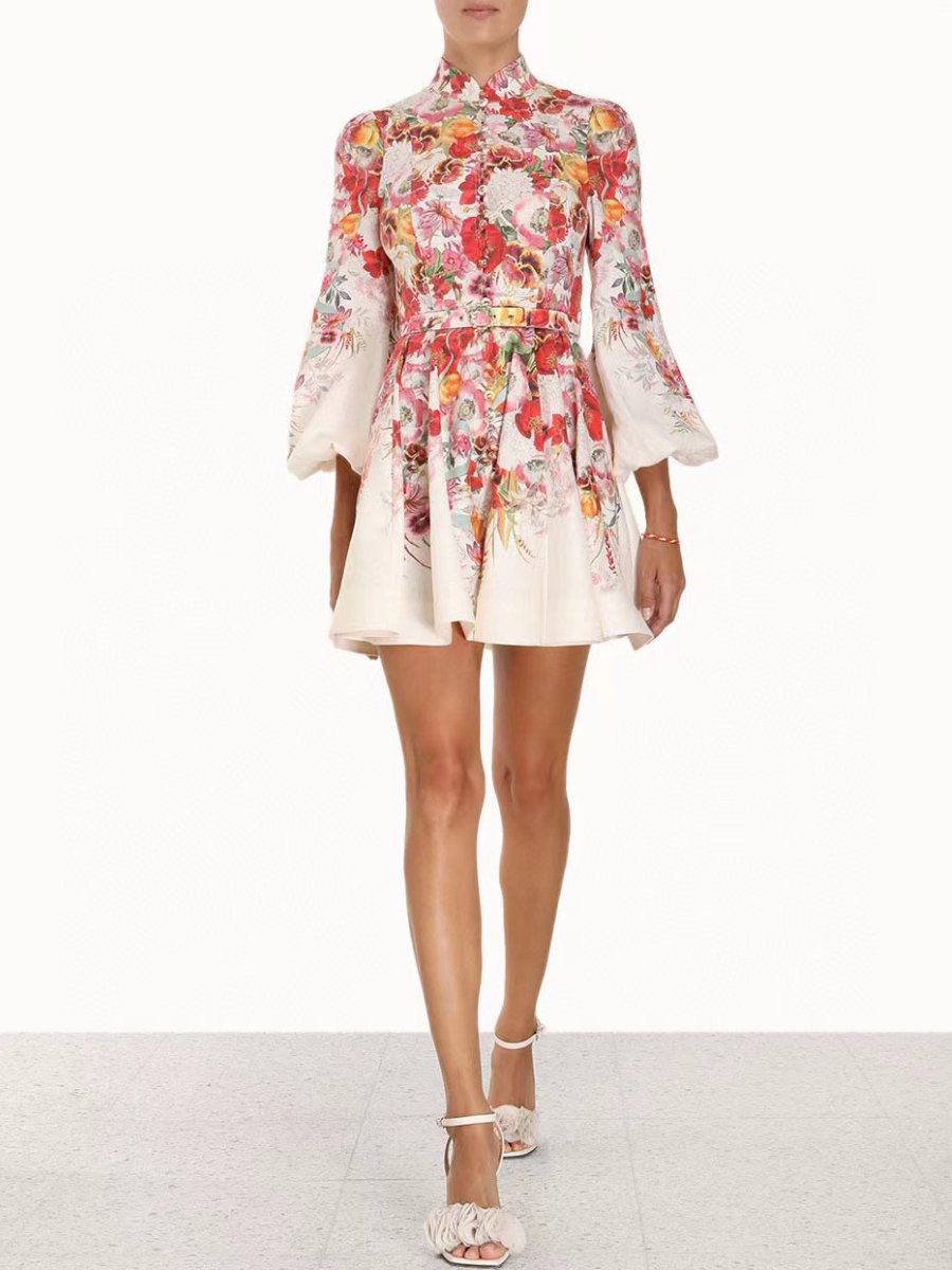 Wonderland Belted Linen Mini Dress