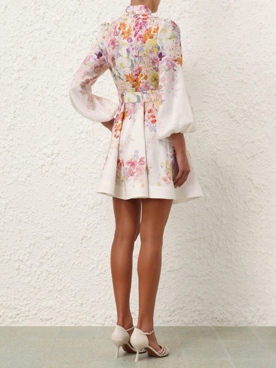 Natural Button Mini Dress