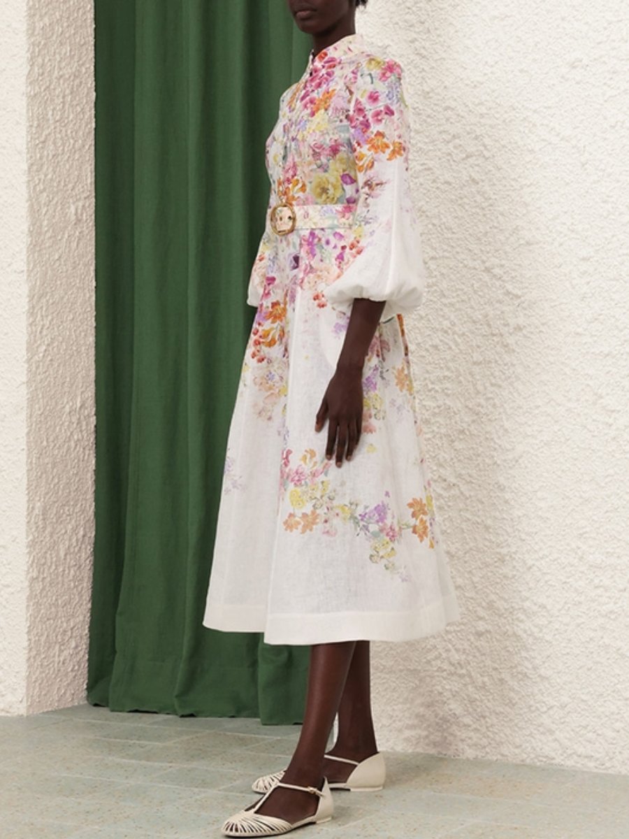 The Floral Buttoned Midi Dress