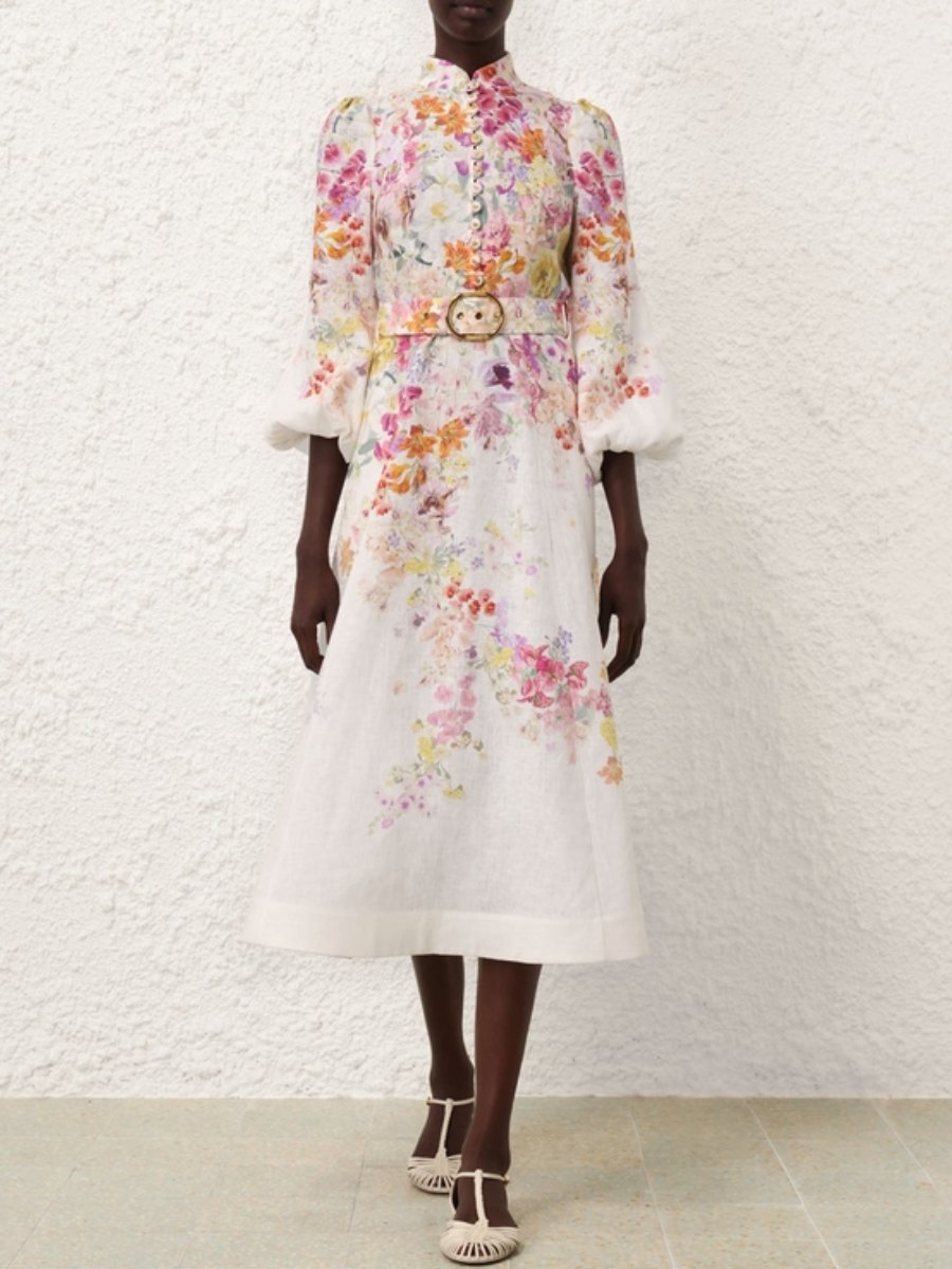 The Floral Buttoned Midi Dress
