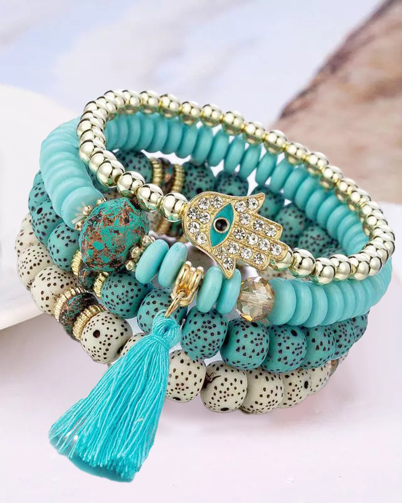 1pcs Blue Eye Beaded Multi-layer Bohemian Bracelet