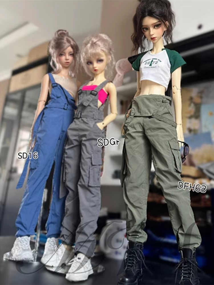Cargo Bib Pants for BJD 1/4 1/3 SDGR SD17 Uncle Doll Clothes Customized CWB288