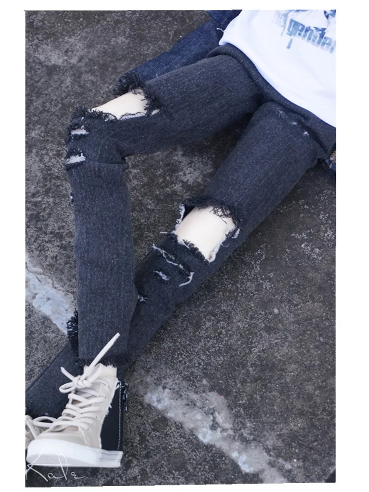 Custom Cool Hole Black Jean Pants for Bjd 1/4 MSD,1/3 SD13,SD17 Uncle Doll Clothes CMB100