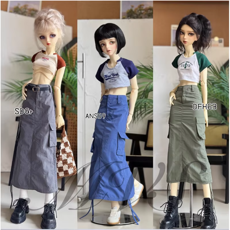 Long Cargo Skirt for BJD 1/4 1/3 SDGR Doll Clothes Customized  CWB291