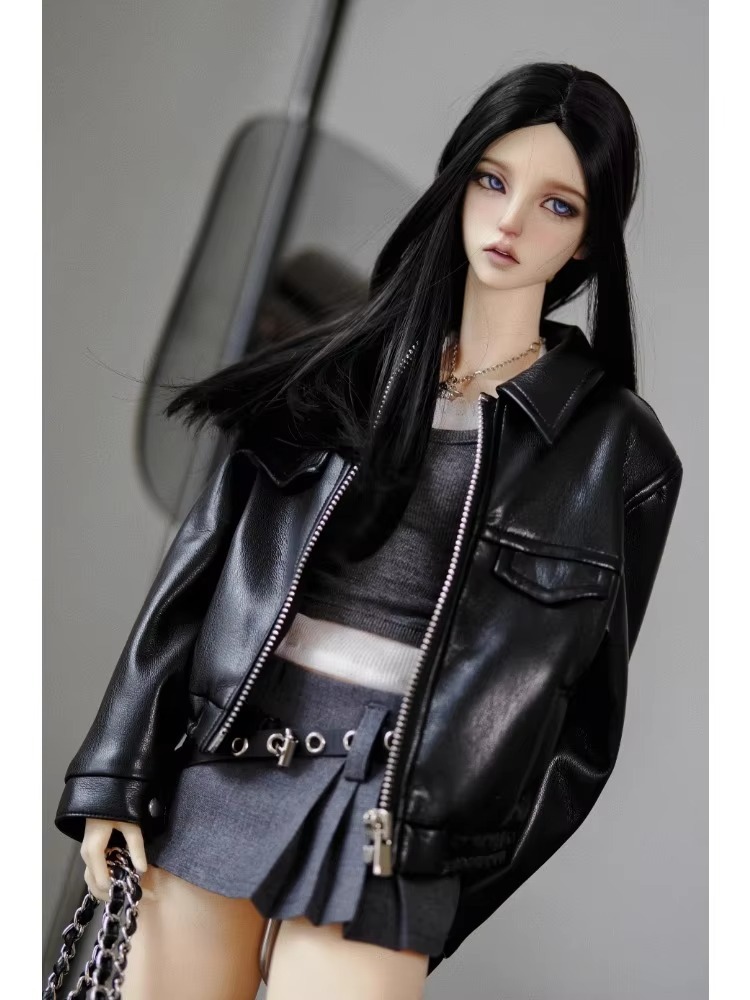 Retro Short Leather Jacket For BJD Doll Clothes 1/3 W504