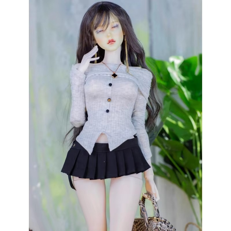 Open-Shoulder Collarbone Top And Skirt And Necklace For BJD 1/3 1/4 Doll Clothes W469