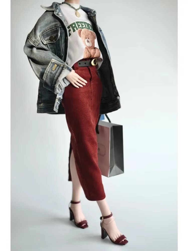 Long Corduroy Skirt With  Split Back For BJD Doll Clothes  1/3 1/4 1/6 Customized  W397