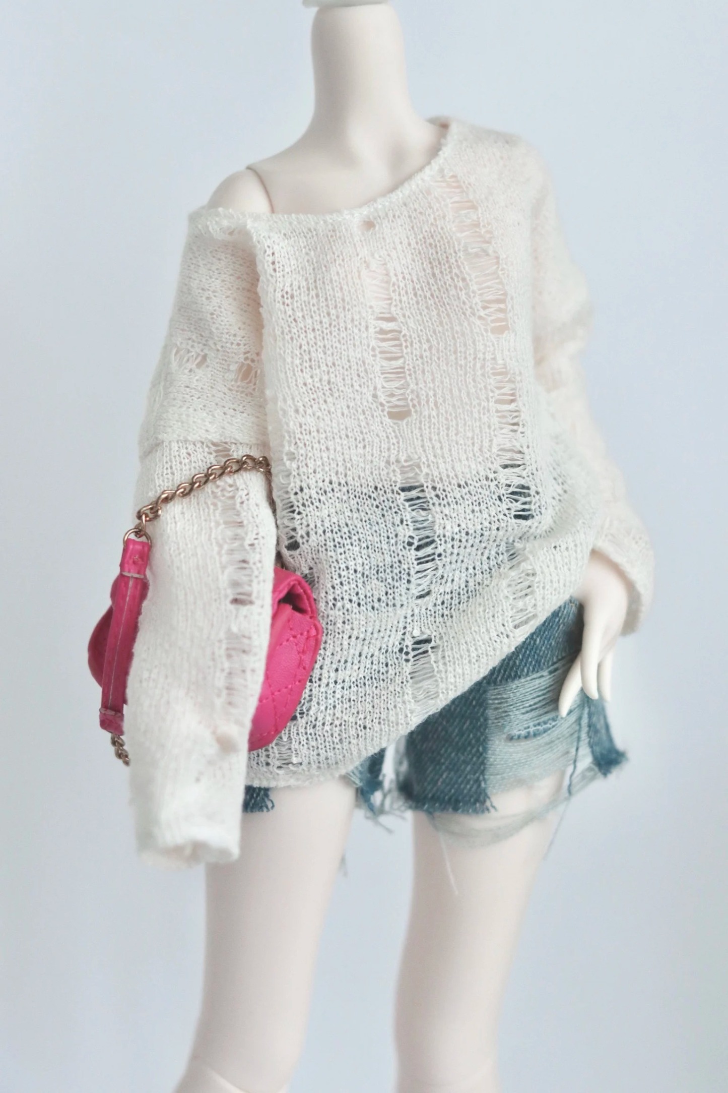 Custom Handmade BJD Doll Clothes – Lazy Style Crochet Lace Hollow-Out Grunge Shirt for SD/1/3 1/4 1/6 MSD Big Girl Dolls CWB318