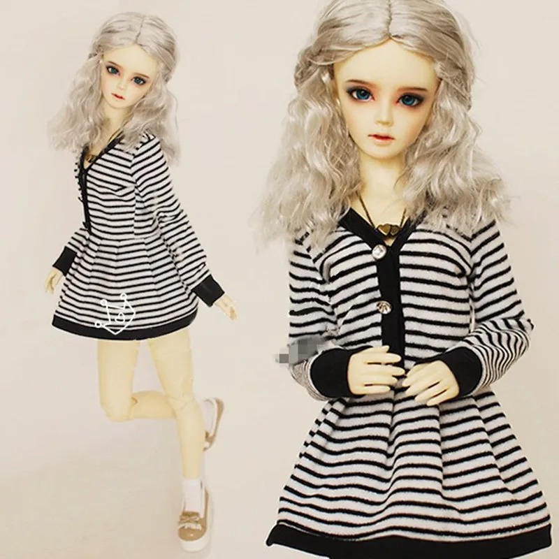 [Copy]Lovely Stripe Dress for 1/4 1/3 MSD SD13 Minifee Girl BJD Doll Clothes Customized W112